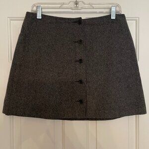 J. Crew Preppy Button Down Wool Blend Mini Skirt in Grey Size 12